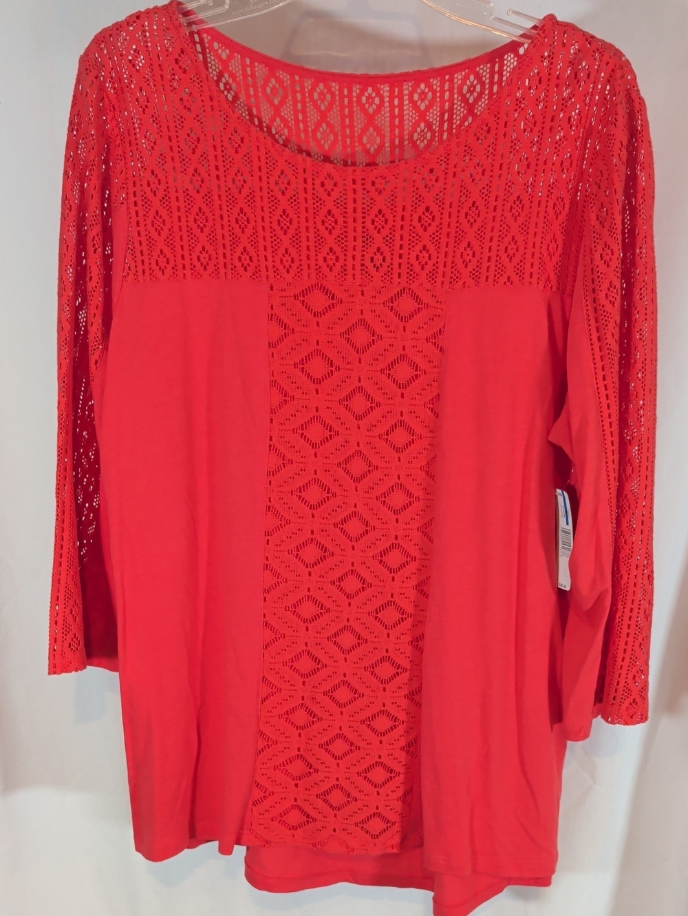 new directions Coral Crochet Panel Scoop Neck Tunic